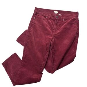 J.Crew Women's Burgundy Corduroy Straight Leg Pants Size 27 Casual Stretch Waist